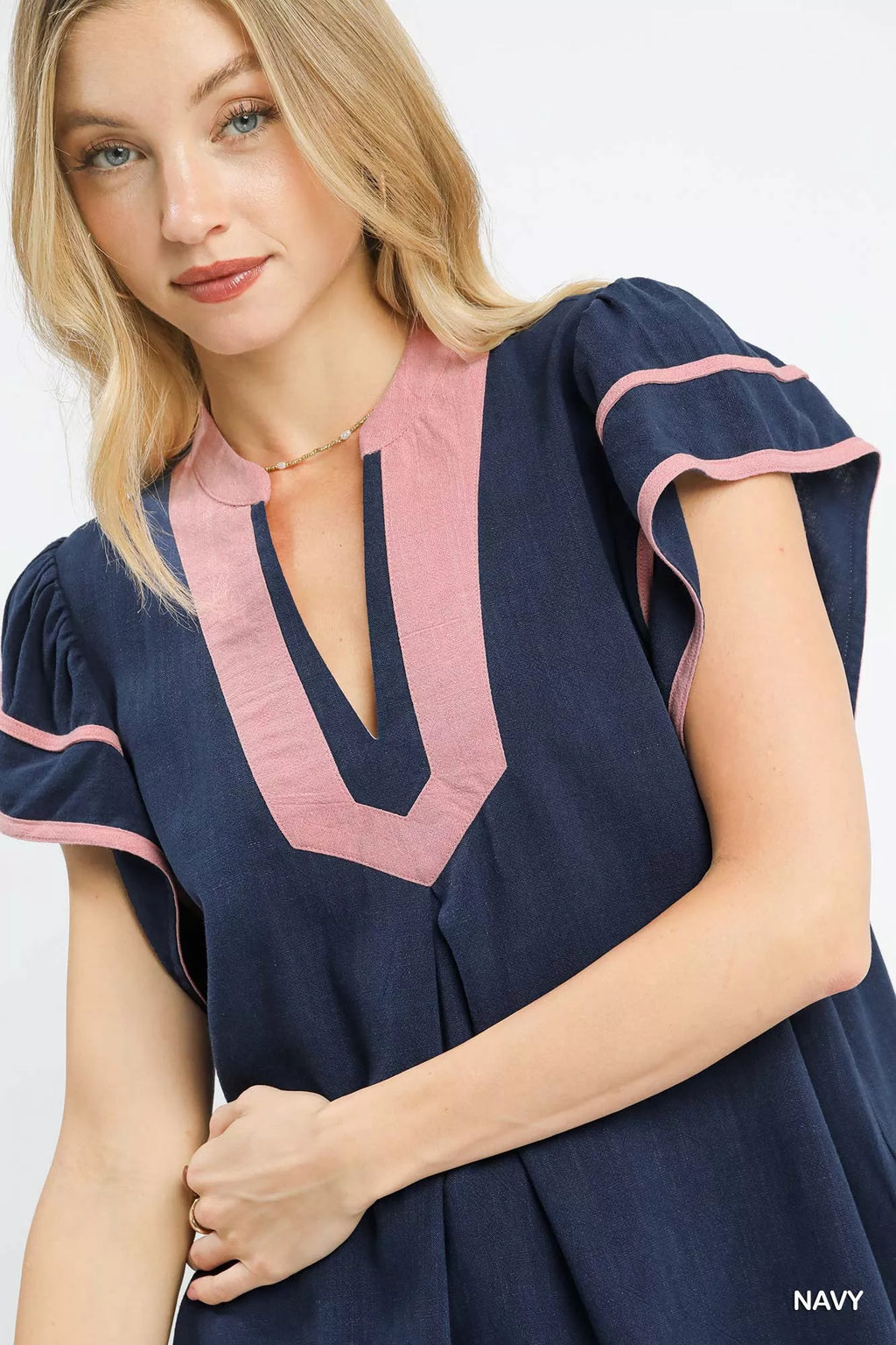 Linen Ruffle Sleeve Top