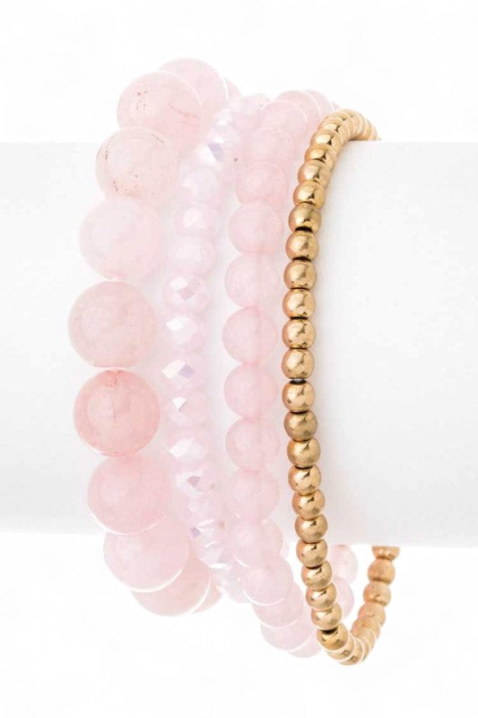 Stretch Semi Precious Beads Bracelets Set – Trendy Layered Jewelry Accessories