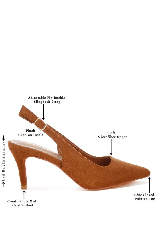 Theobs Soft Microfiber Pointed Toe Slingbacks