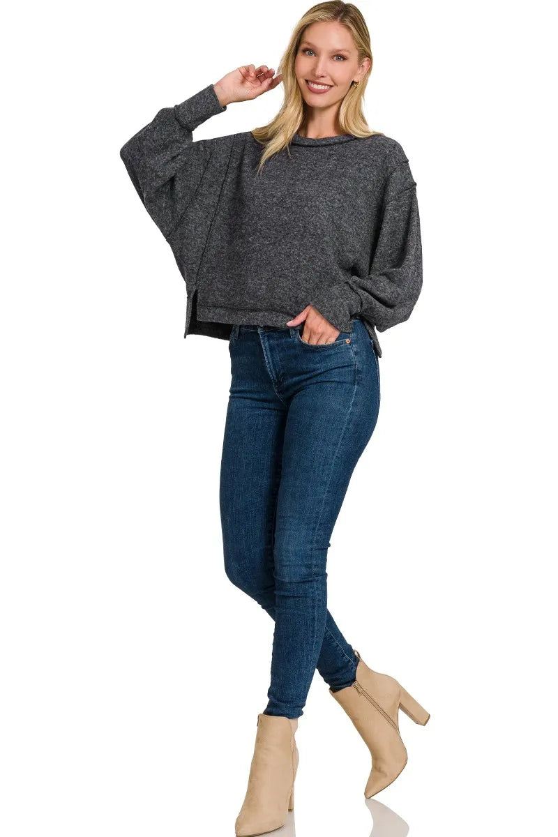 Brushed Melange Hacci Oversized Pullover