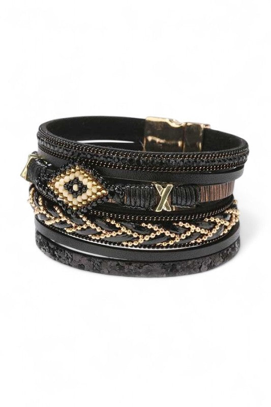 Magnetic Beaded Layered Bohemian Bracelet – Trendy Stylish Jewelry Accessory