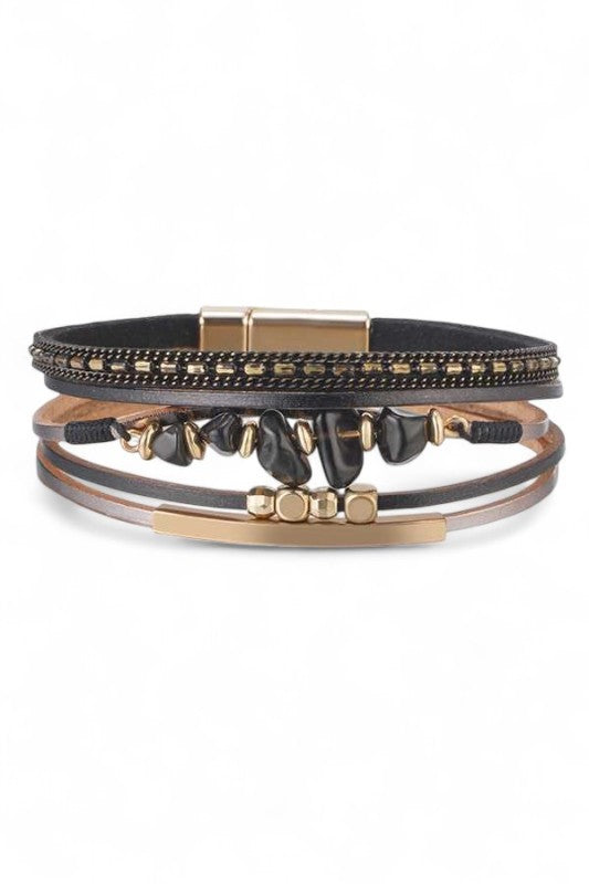 Magnetic Beaded Bracelet Trendy Mix Media Fashion Jewelry