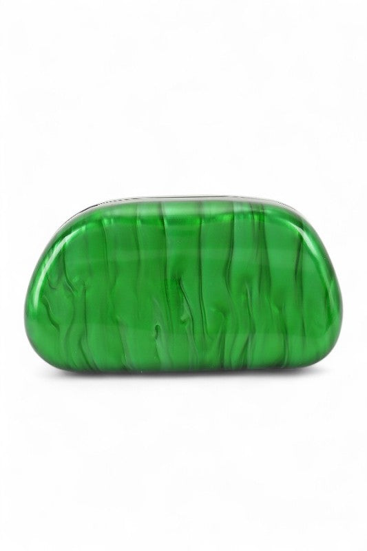Gold Iconic Handle Marble Resin Box Clutch