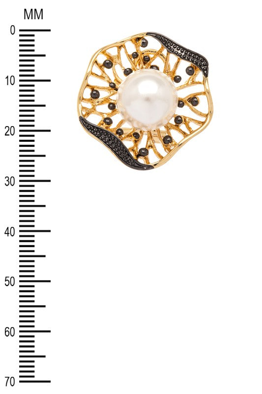 Flower Stud Earrings Faux Pearl CZ Elegant Chic Jewelry