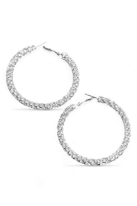Rhinestone Hoop Earrings 60MM Wrap Around Statement Jewelry