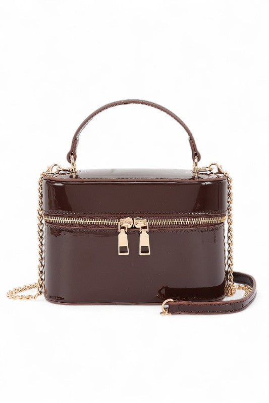 Convertible Top Handle Patent Finish Fashion Handbag Stylish Vanity Bag