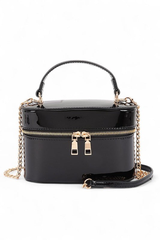 Convertible Top Handle Patent Finish Fashion Handbag Stylish Vanity Bag