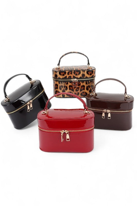 Convertible Top Handle Patent Finish Fashion Handbag Stylish Vanity Bag