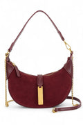 Fashion Handbag Half Moon Faux Suede Shoulder Bag Stylish Chic Accessory