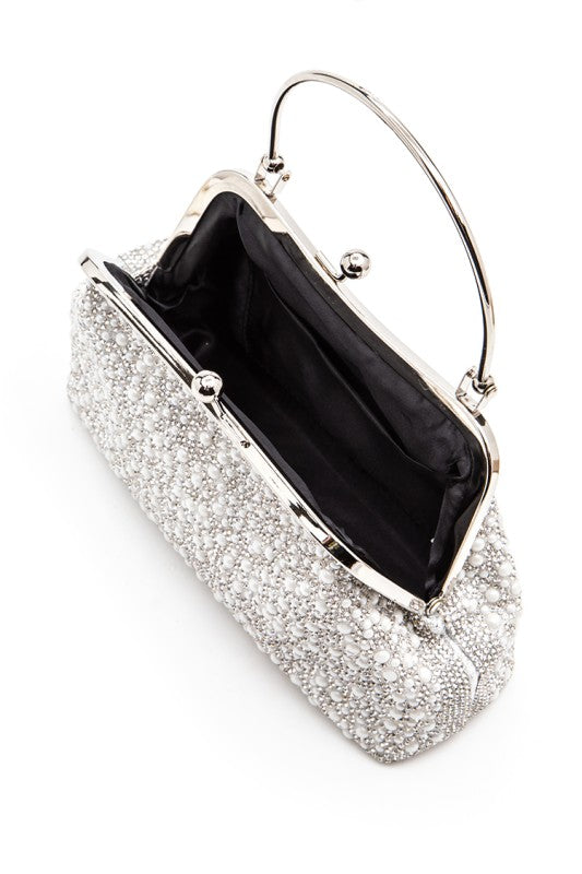 Pearl And Rhinestone Top Handle Convertible Clutch