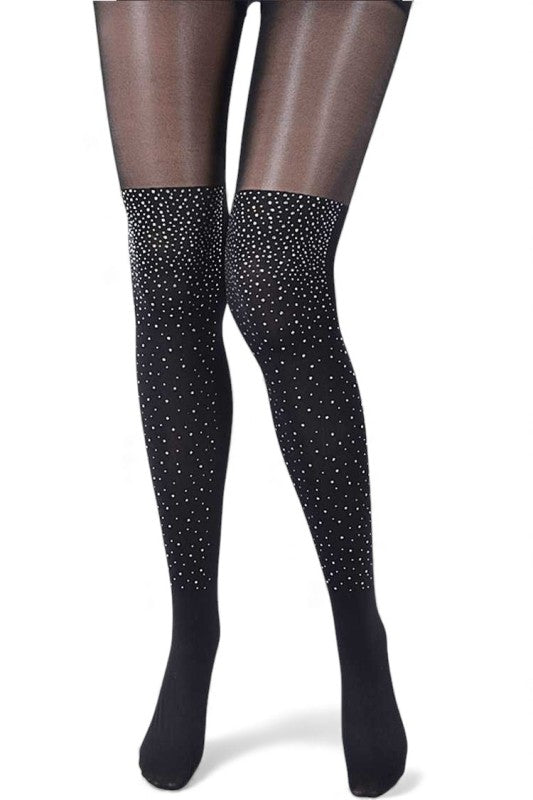 Designed Rhienstone Sparkle 2 Tone Tights