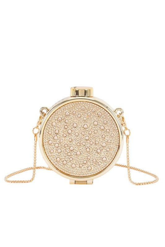 Mini Bejeweled Rhinestone Mirror Swing Bag
