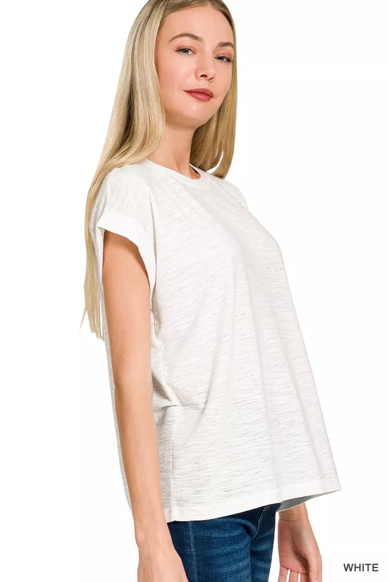 Slub Cuffed Sleeve Tee