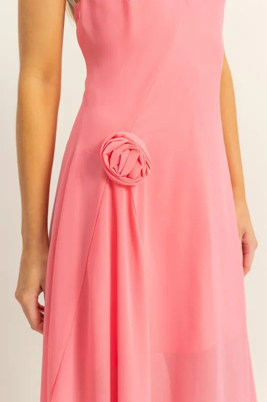 Chiffon Halter Asymmetrical Hem Dress