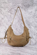 Larger Leather Crescent Shoulder Bag