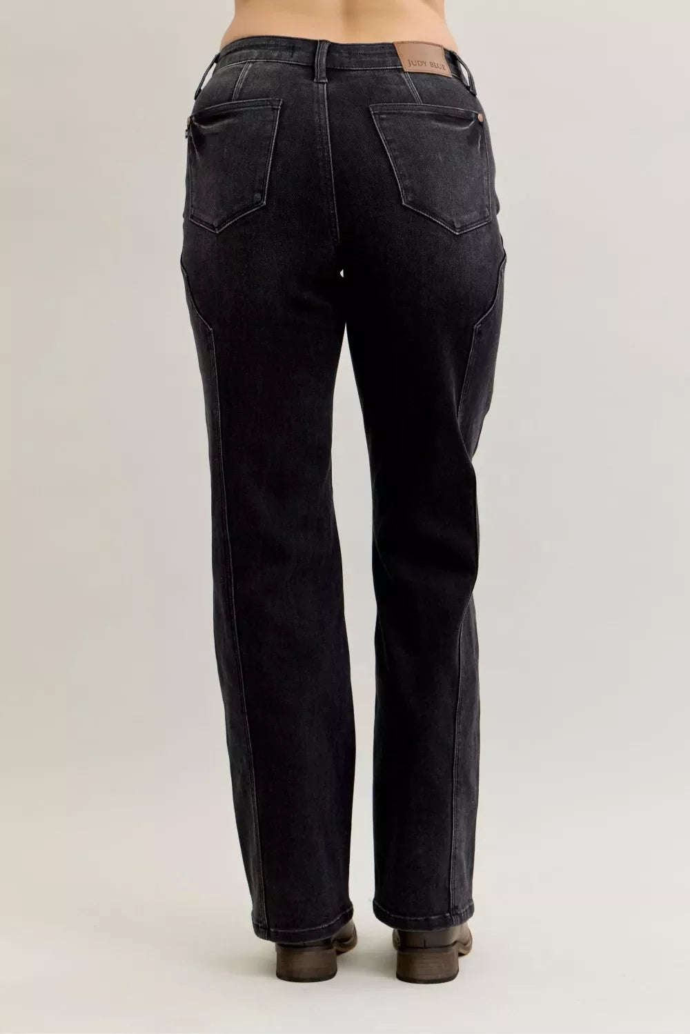 Mid Rise Straight Western Seam Detail Jeans
