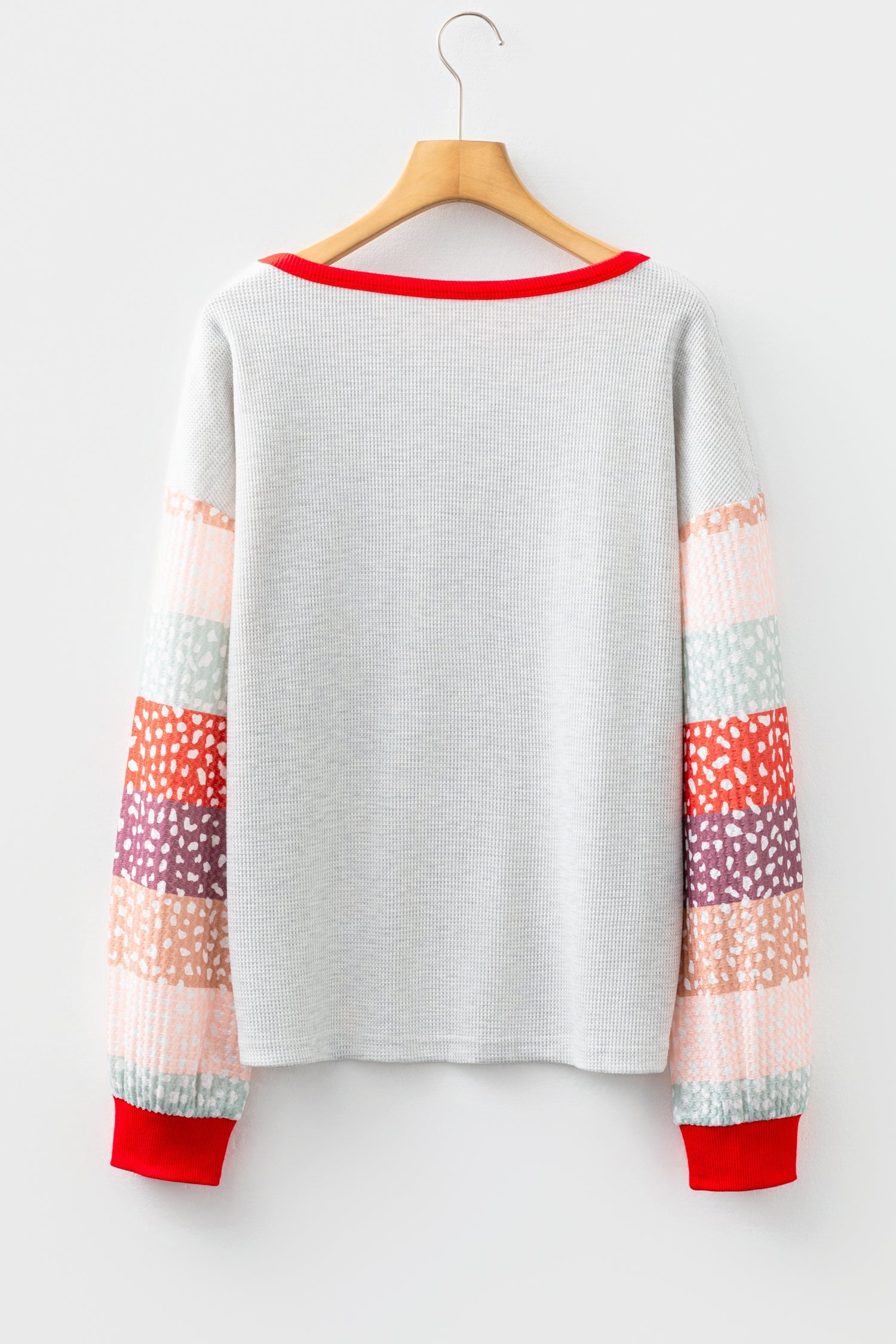 Jet Stream Contrast Leopard Color Block Sleeve Loose Pullover