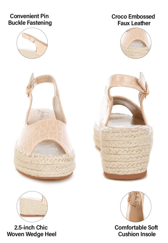 Yarael Croco Peep Toe Wedges