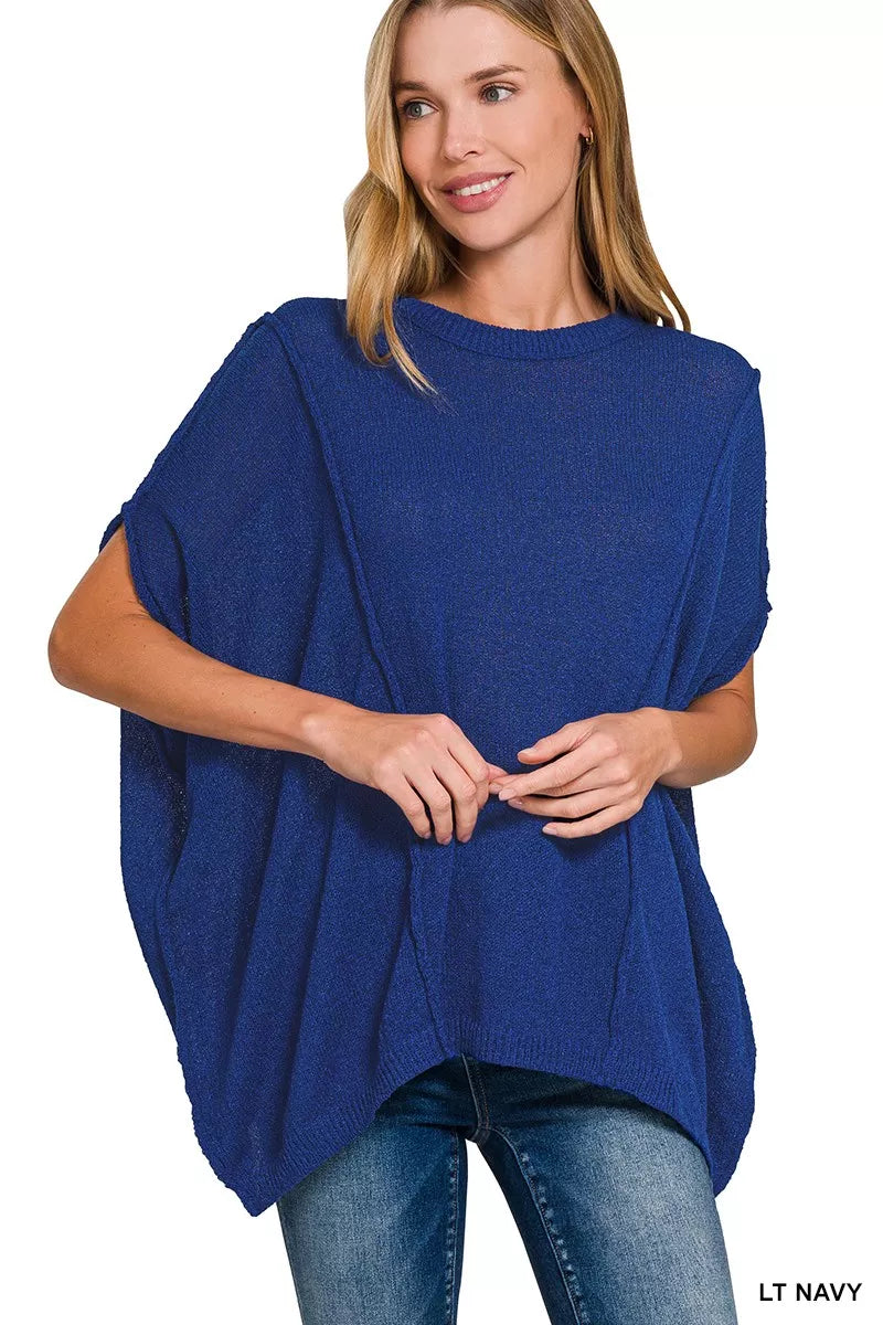 Drop Shoulder Short Sleeve Knit Top