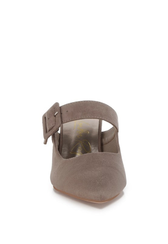Amapola Buckle Strap Detail Microfiber Mules