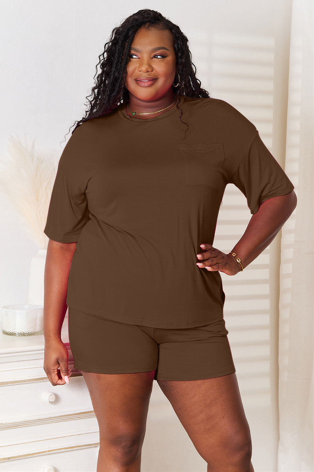 I am a Fashion Junky Full Size Soft Rayon Half Sleeve Top and Shorts Set