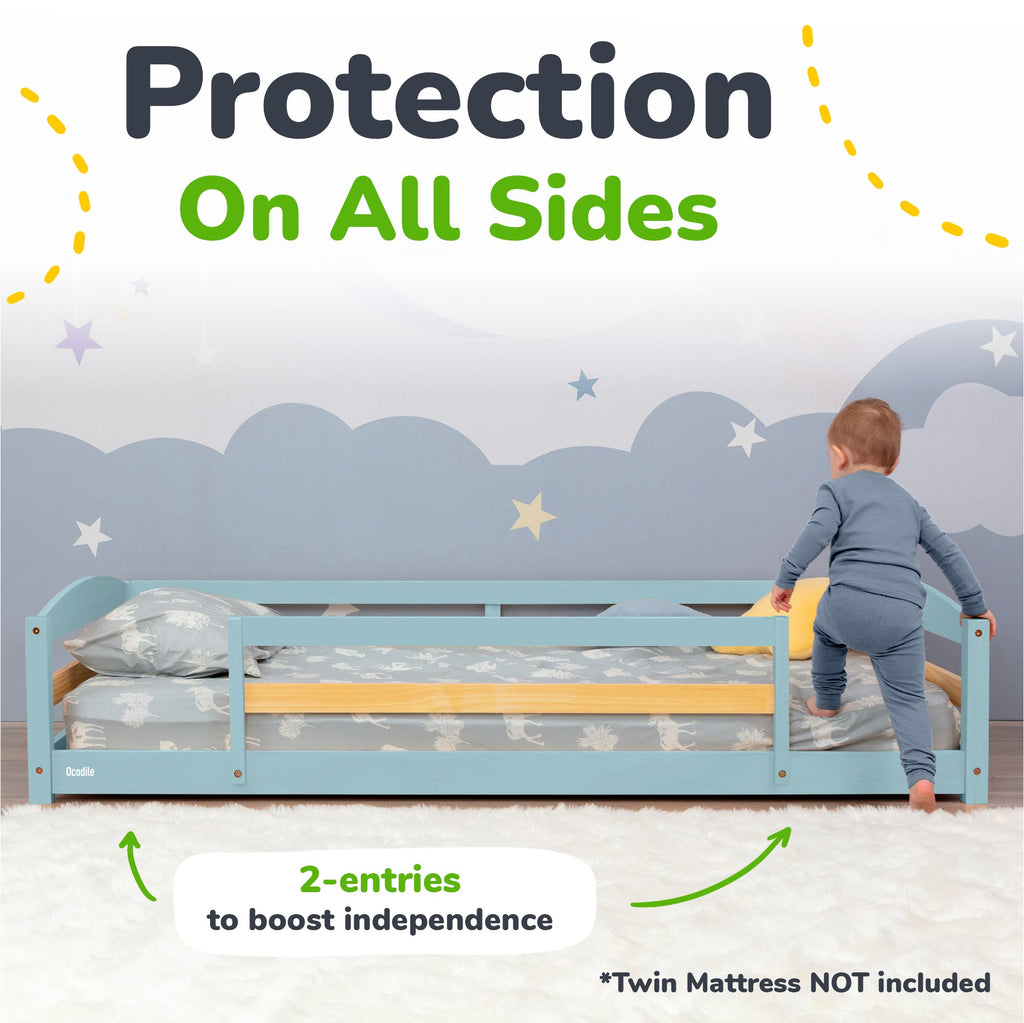Twin Montessori Floor Bed with Safety Guardrails