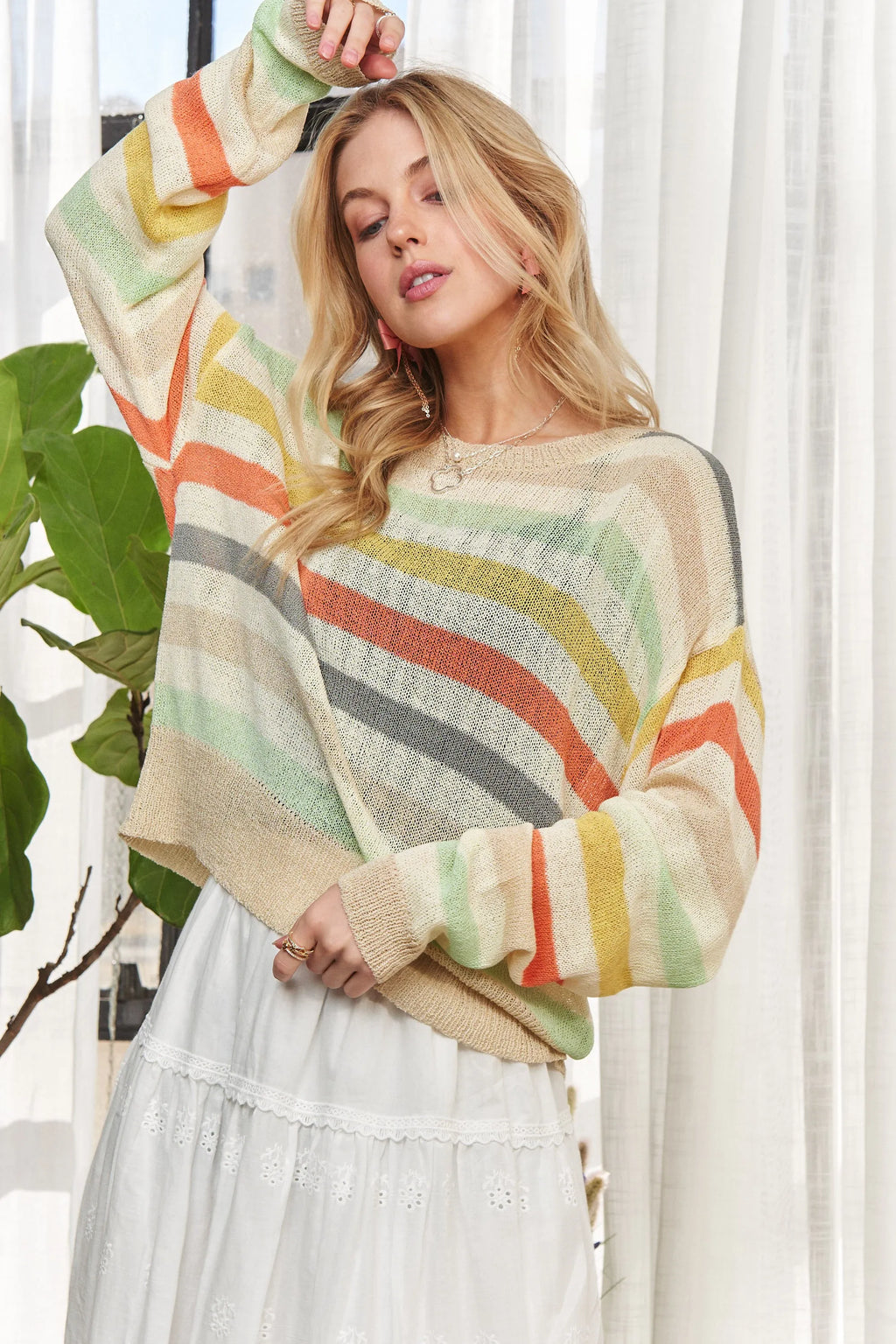 Stripe Long Sleeves Knit Top