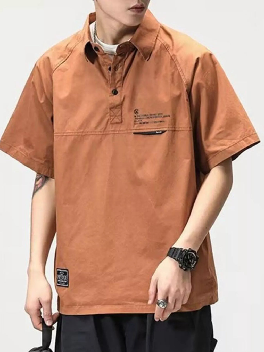 Men's Plus Size Button Detail Half Sleeve Polo