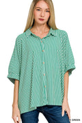 Oversized Stripe Button Down Shirt