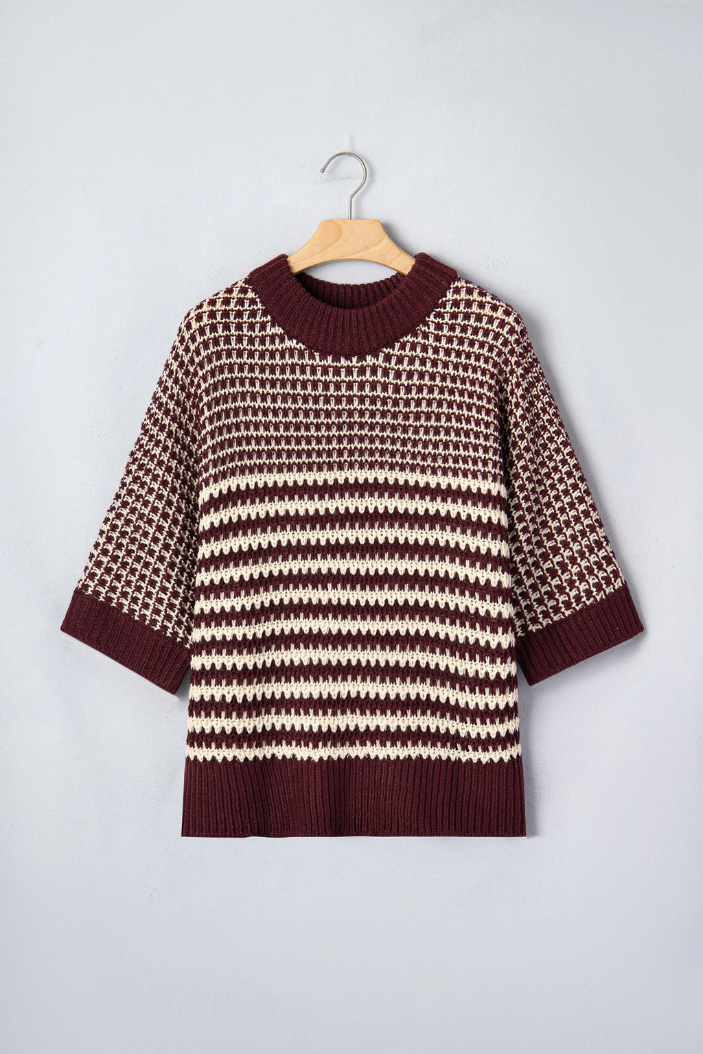Red 3/4 Draped Sleeve Slouchy Sweater