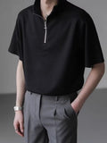 Men's Plus Size Casual Half Zip Short Sleeve Polo