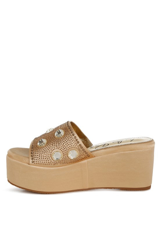 Meta charts Diamante & Rhinestone Flatform Sandals