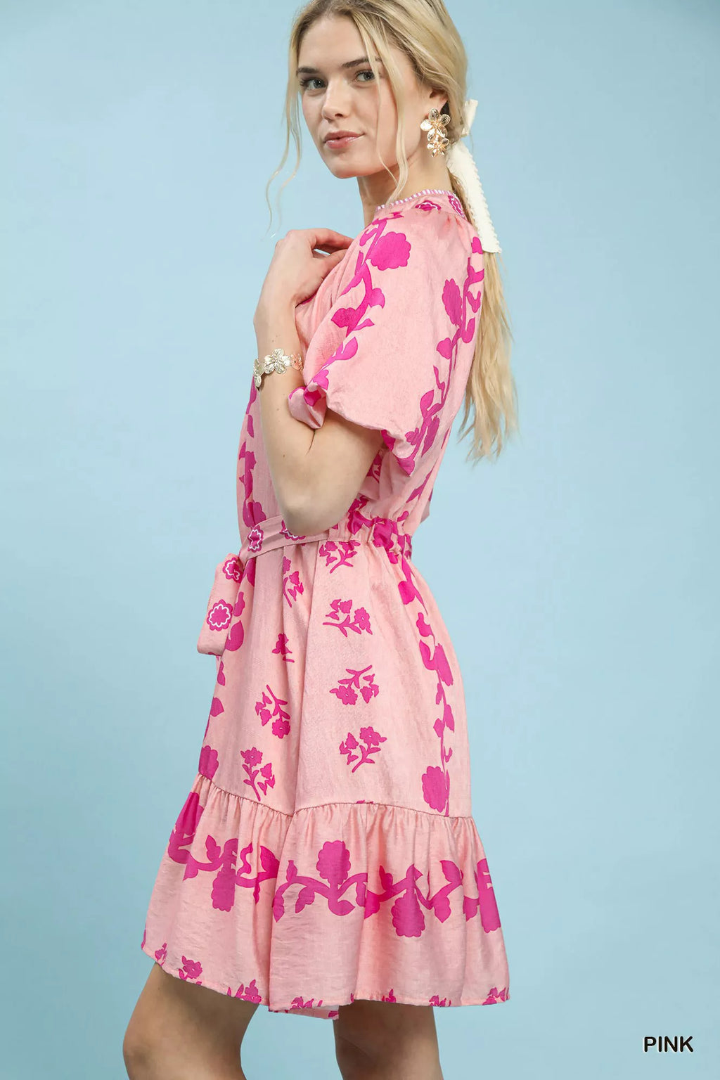 Floral Tie-Waist Boho Mini Dress