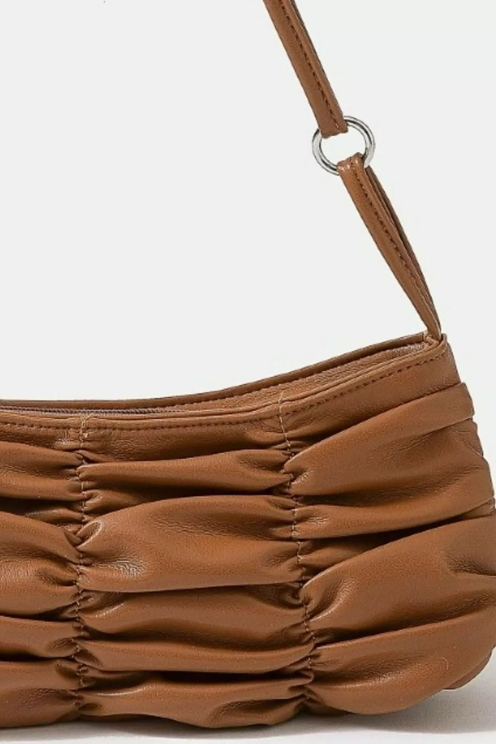 Segmented Pleated Faux Leather Hand Bag