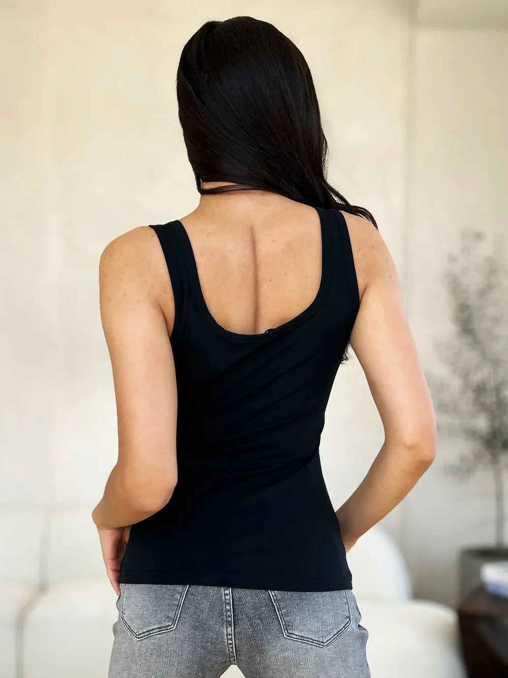 I am a Fashion Junky Full Size Square Neck Wide Strap Tank