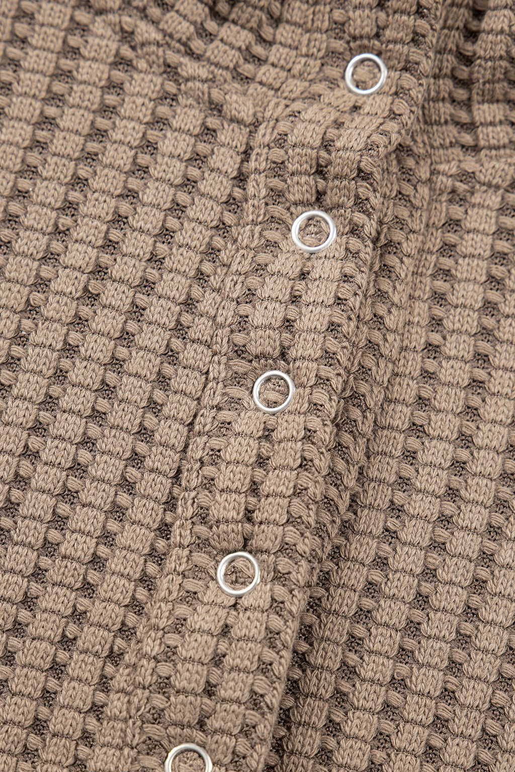 Casual Solid Color Textured Snap Button Collared Baggy Top