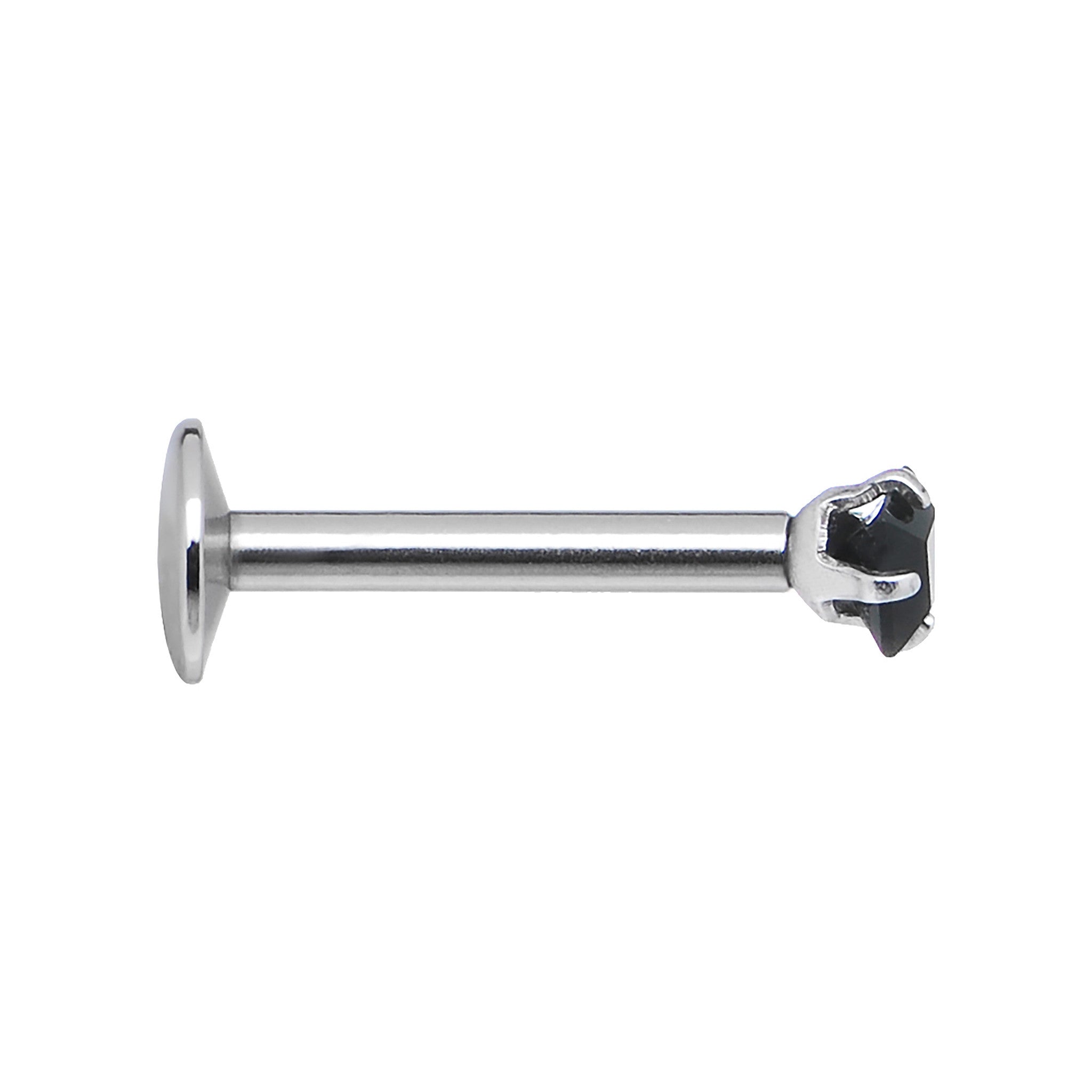 16G Black 3mm Square Gem Internally Threaded Labret Monroe Tragus