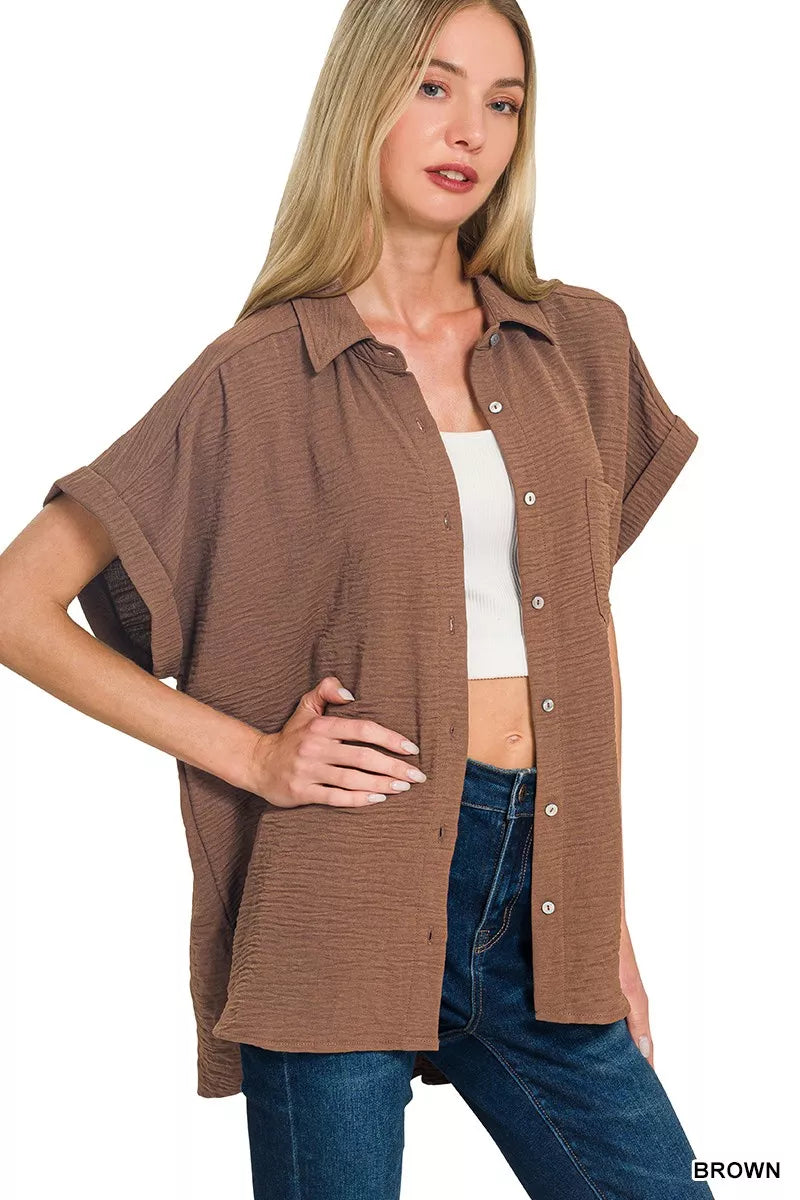 Woven Airflow Button Down Shirt