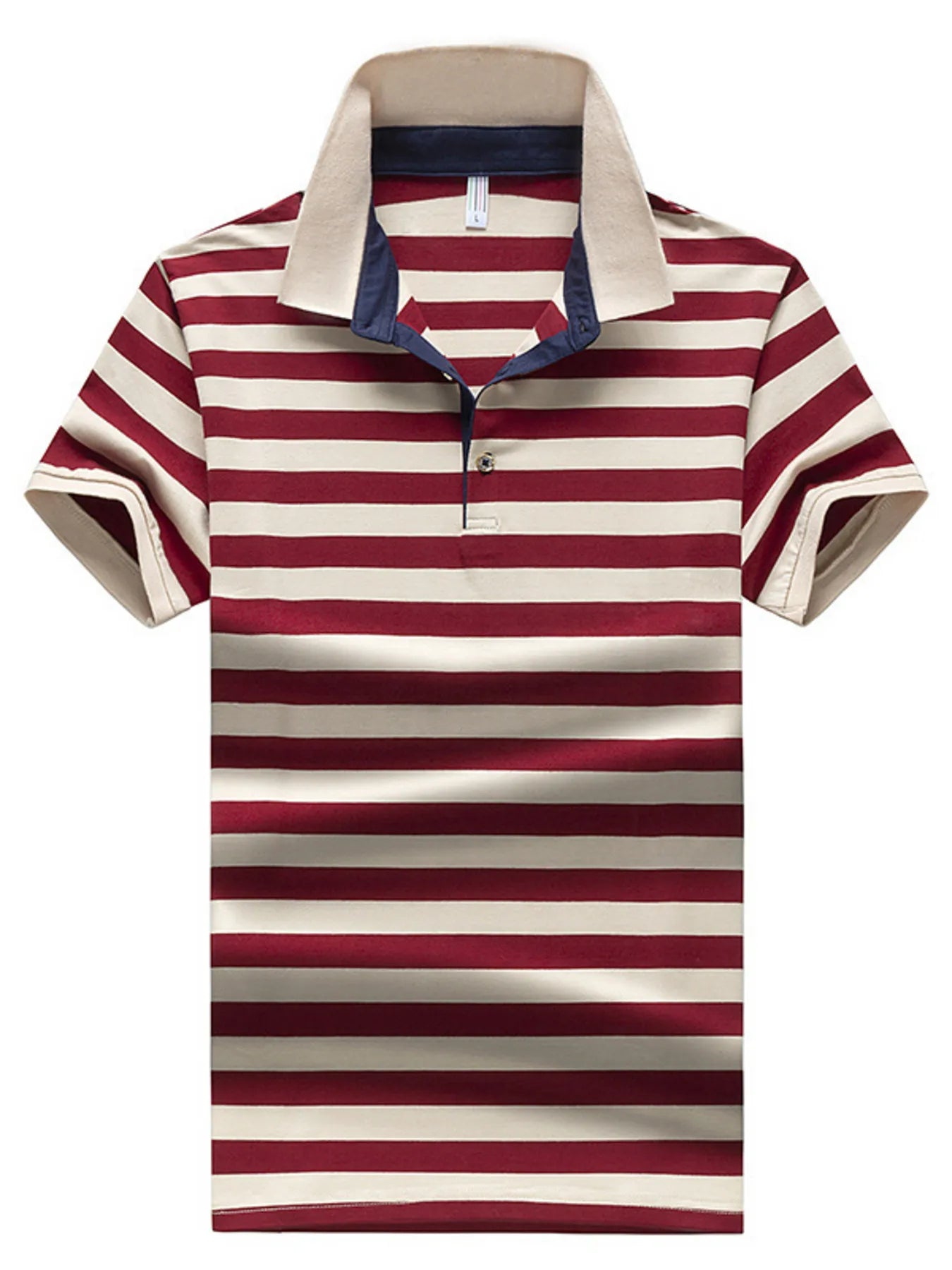 Men's Plus Size Striped Short Sleeve Polo Shirt