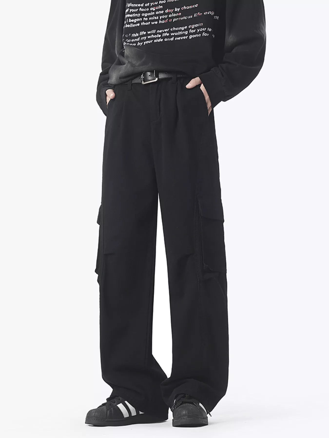 Men's Washed Loose Fit Wide Leg Cargo Pants