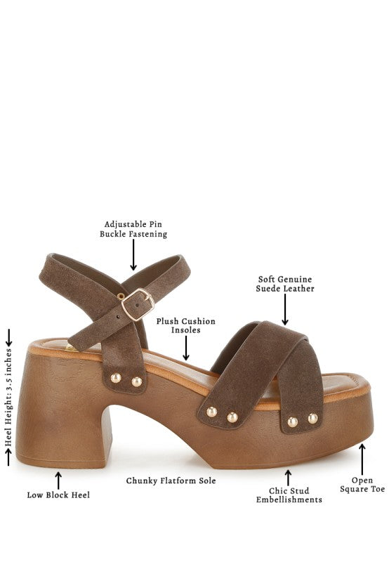Pikansa Studded Real Suede Clog Sandals