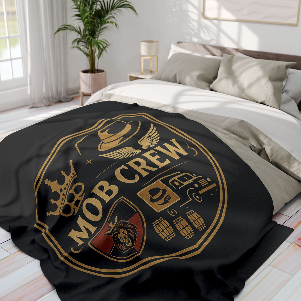 Mob Crew Arctic Fleece Blanket — Retro Mafia Shield Design