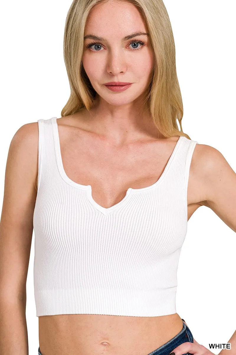 Seamless Split Neck Bra Tank Top