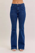 High Waist Flare Jeans with Front Patch Pockets