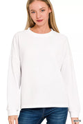 Double Knit Round Neck Long Sleeve Top