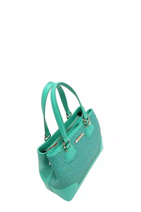 Monogram Pattern Handbag with Rhinestones Decor