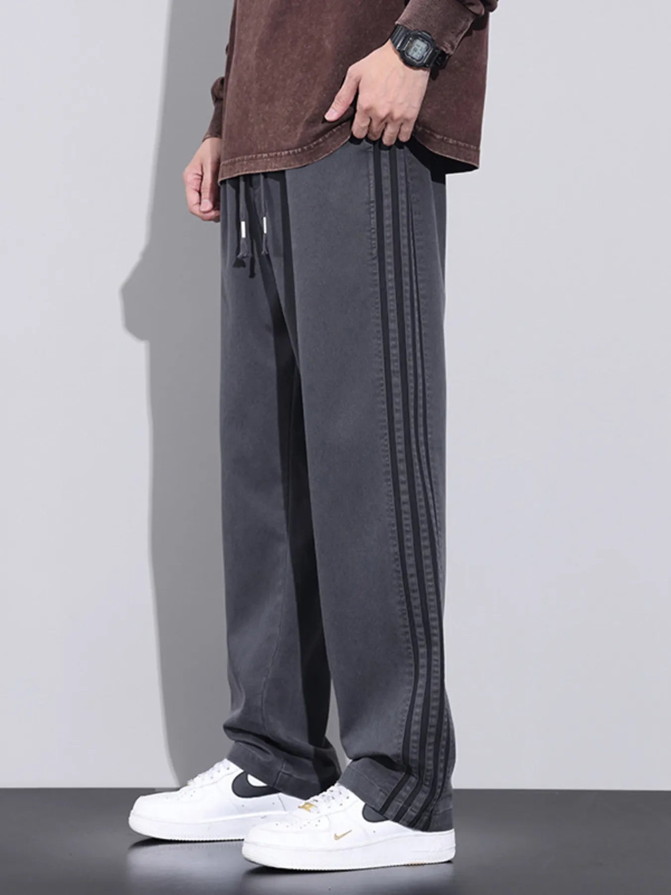 Men's Plus Size Casual Loose Fit Stripes Pants