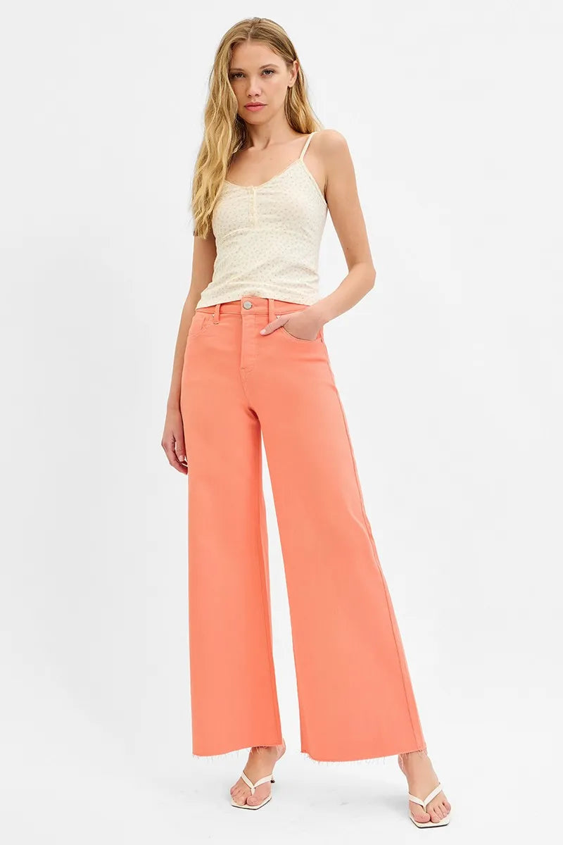 Full Size Tummy Control High Rise Wide Leg Palazzo Jeans Plus Size