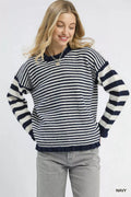 Ruffle Neck Stripe Sweater