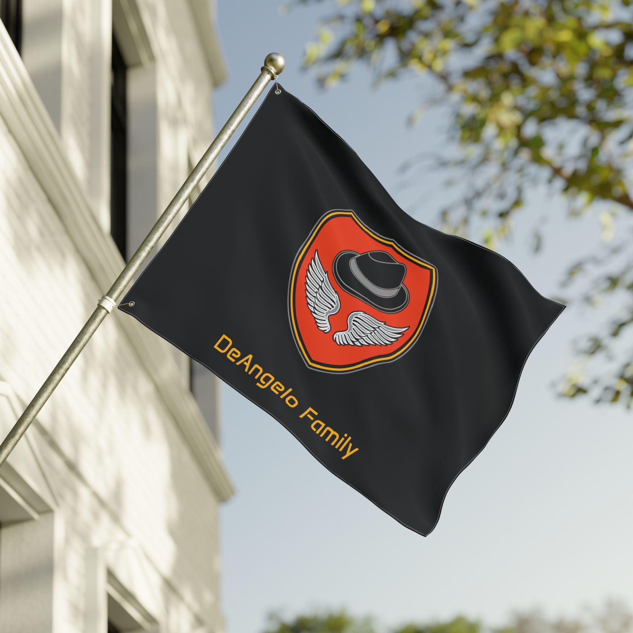 Family Flag — DeAngelo Family Crest Double-Sided Outdoor Banner